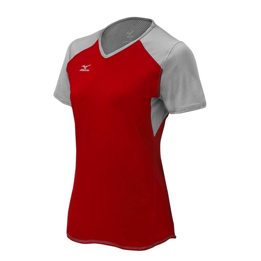Jersey Mizuno Voleibol Techno VI Short Sleeve Para Mujer Rojos/Plateados/Grises 2036984-TP